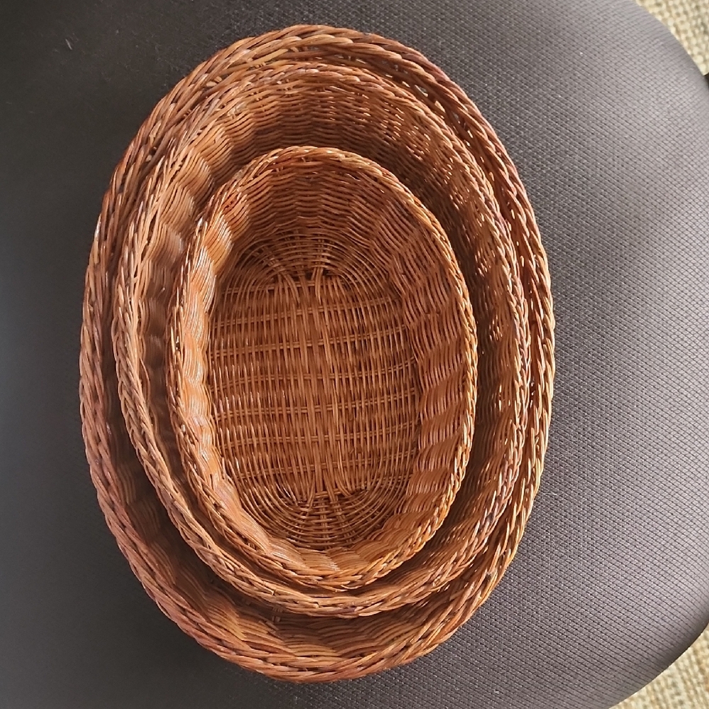 Handcrafted Brown Woven Basket Set